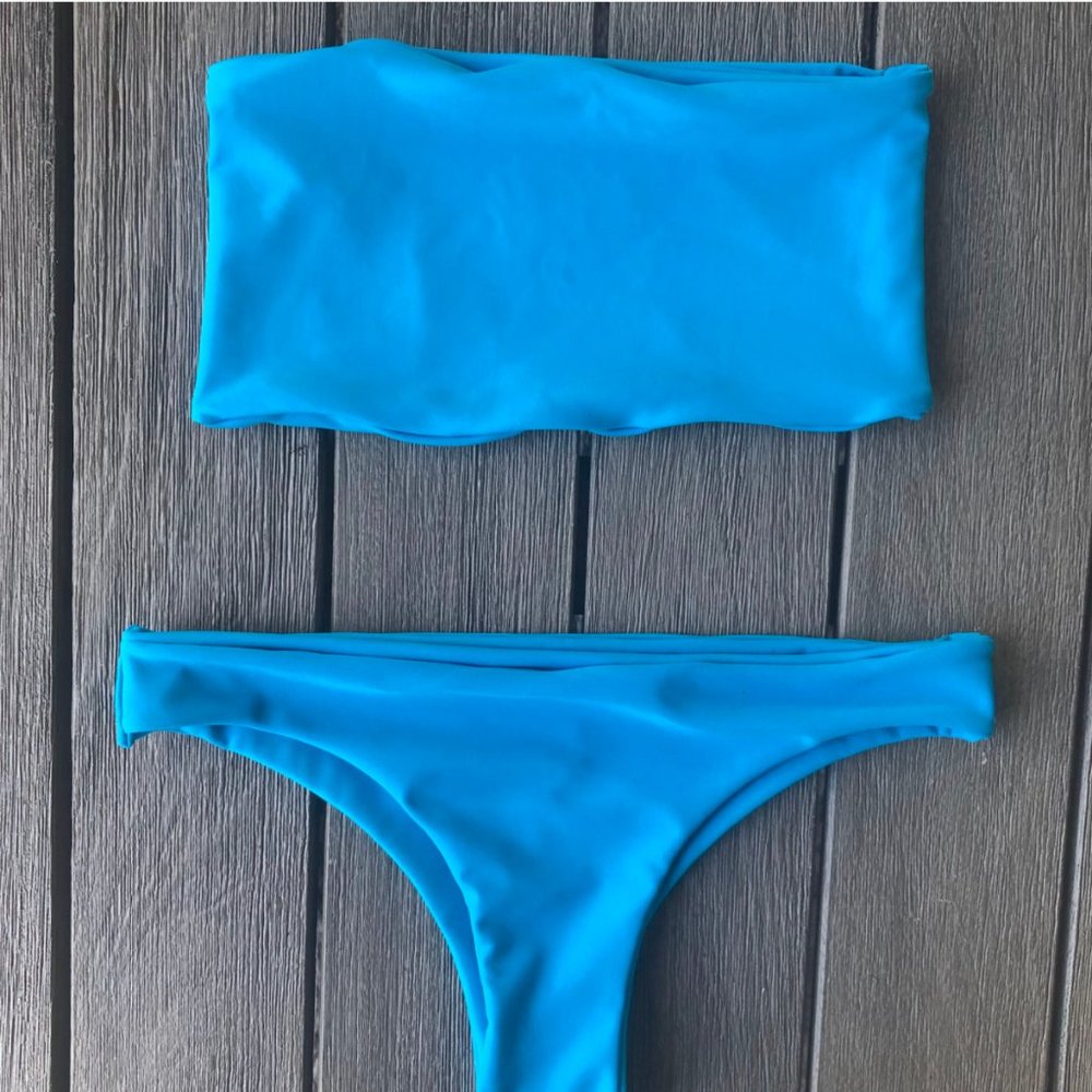 Turquoise Blue Bandeau Top